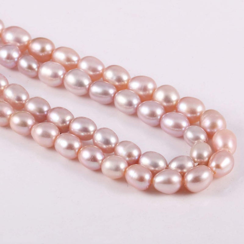 Zotoone Natural Pearl Freshwater Cultured Pearl Beads for Jewelry Making Oval Beads Punch Loose Beads Handmake DIY for Jewelry Making DIY Women Necklace Bracelet 8-9 mm Purple 14 inches - Image 1